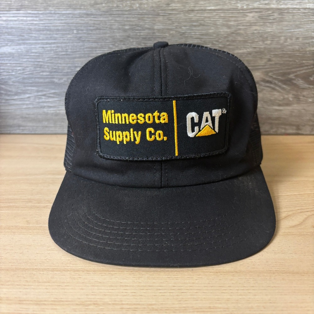 Vintage CAT Hat Snap Back Black Trucker Minnesota Supply Co Tonkin‎ Caterpillar